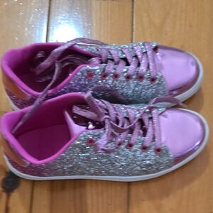 Sparkly Pink and Silver Kids Sneakers